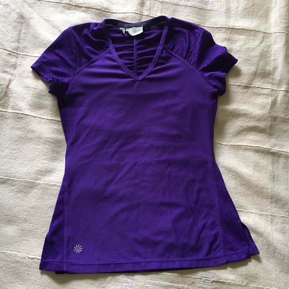 Athleta XXS purple lace athletic stretch tee top